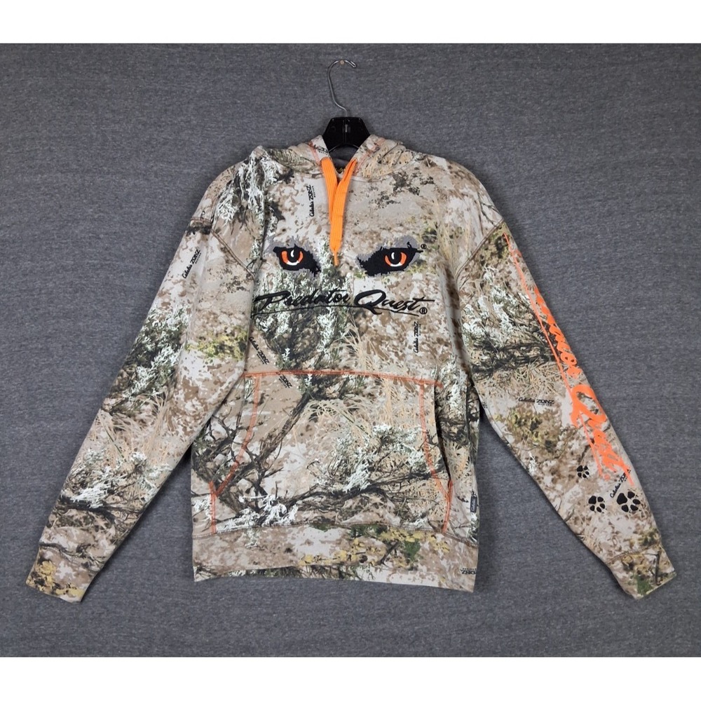 Cabelas‎ Mens Hoodie Small Camo Predator Quest Sweatshirt Wolf Eyes Hunting